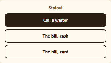 The waiter-call form guests see after scanning a code