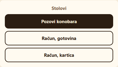 Obrazac za poziv konobaru kako ga vidi gost nakon skeniranja koda